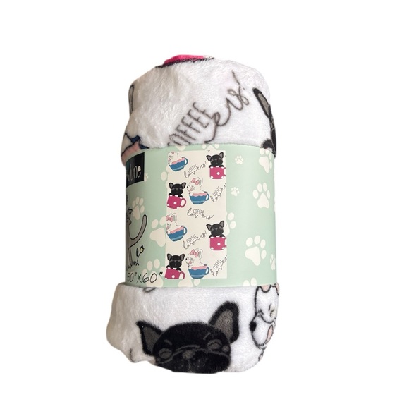 Dog Plush Throw Blanket-Coffee Cups - Picture 2 of 4